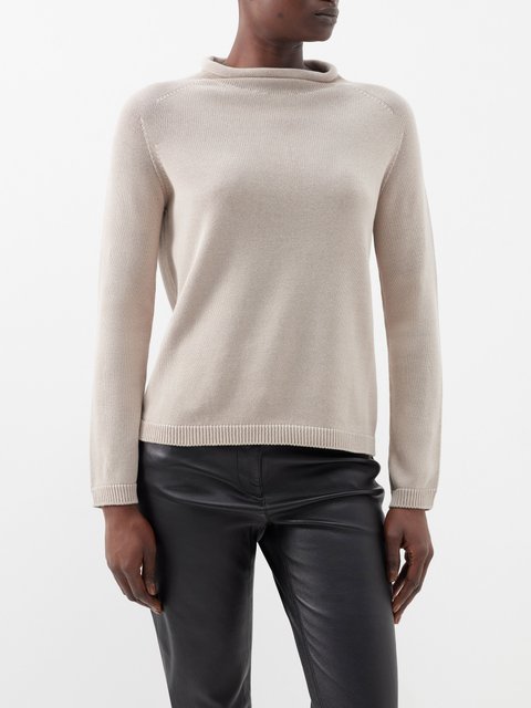 Neutral Sheer-bodice cotton-blend sweater | Jil Sander | MATCHES UK