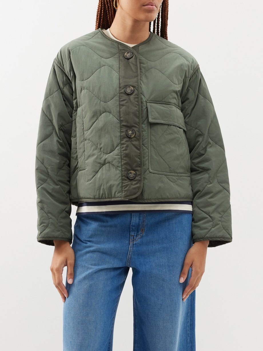 Green Mauduit detachable-sleeve quilted down jacket, Moncler Grenoble