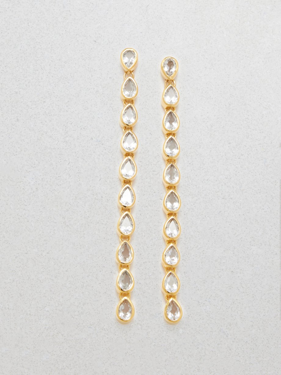 Daphine Naomi cubic-zirconia & 18kt gold-plated earrings