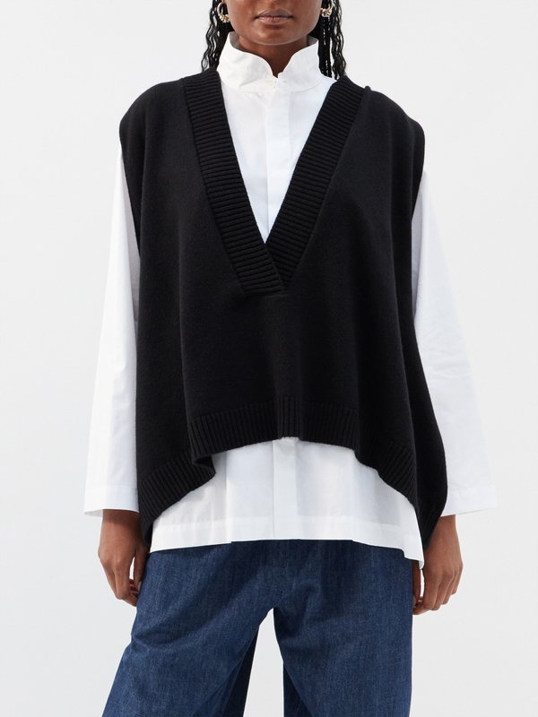 Eskandar A-line V-neck cashmere sweater vest