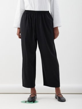 Eskandar Elasticated-waist wool-blend trousers