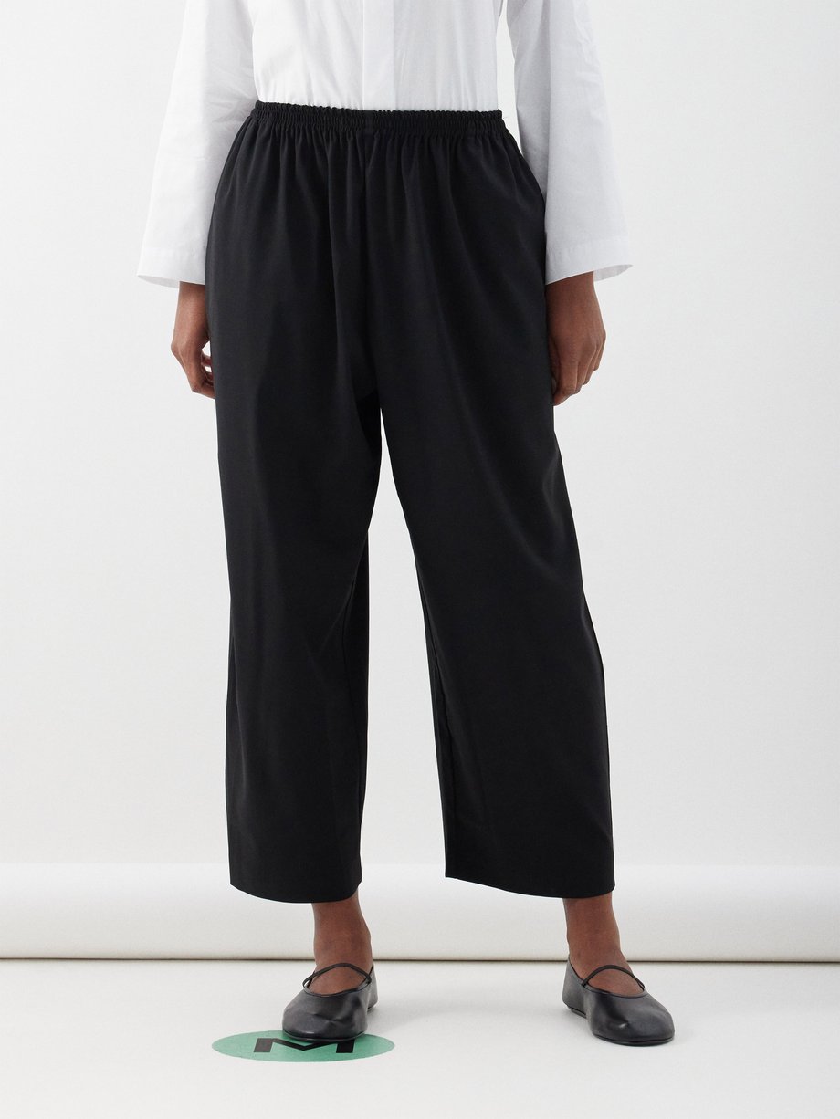 Black Elasticated-waist wool-blend trousers | Eskandar | MATCHES UK
