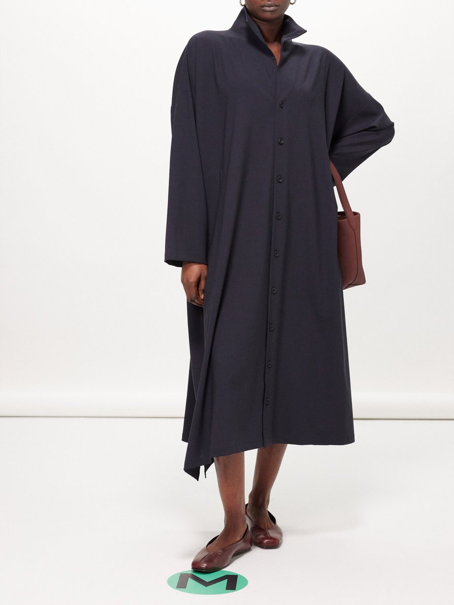 Eskandar Oversized wool-blend barathea midi shirt dress