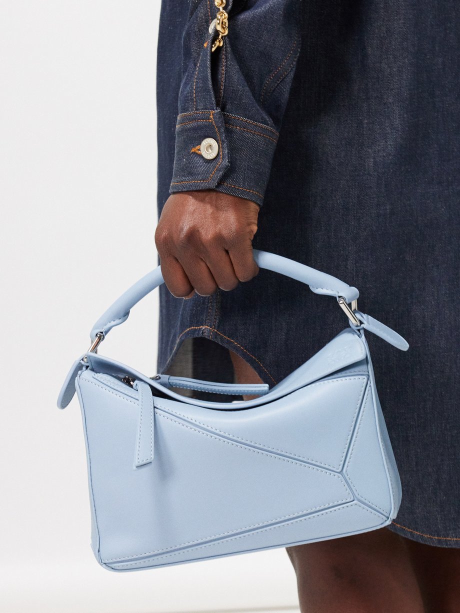 Loewe puzzle shop bag small blue