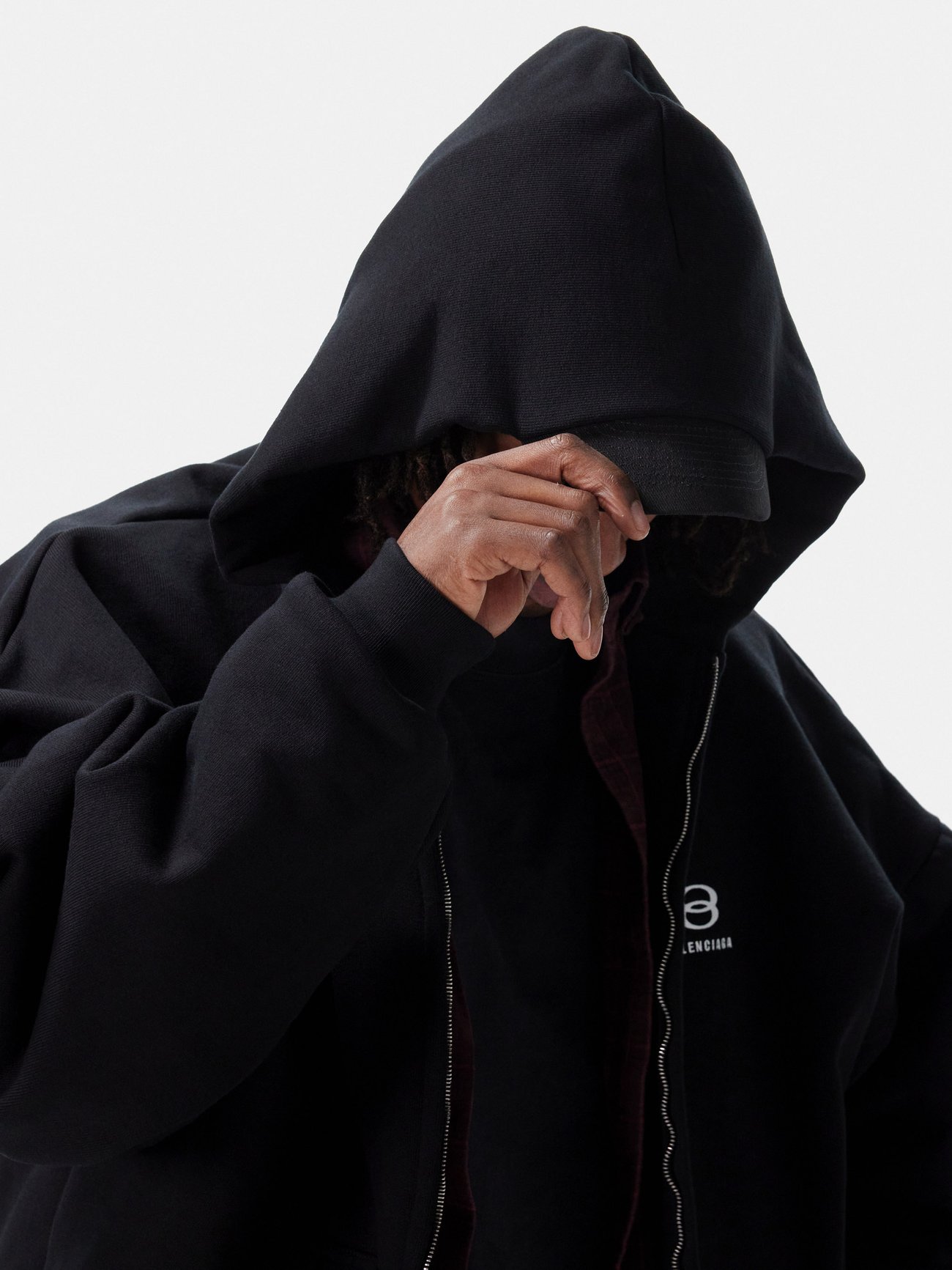 Men's Unity Sports Icon Layered Zip-up Hoodie Oversized in Dark