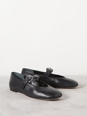 Reformation Bethany buckled leather Mary Jane flats