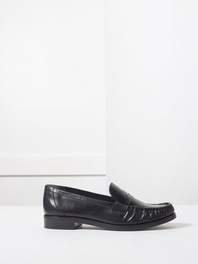 Reformation Ani ruched leather loafers