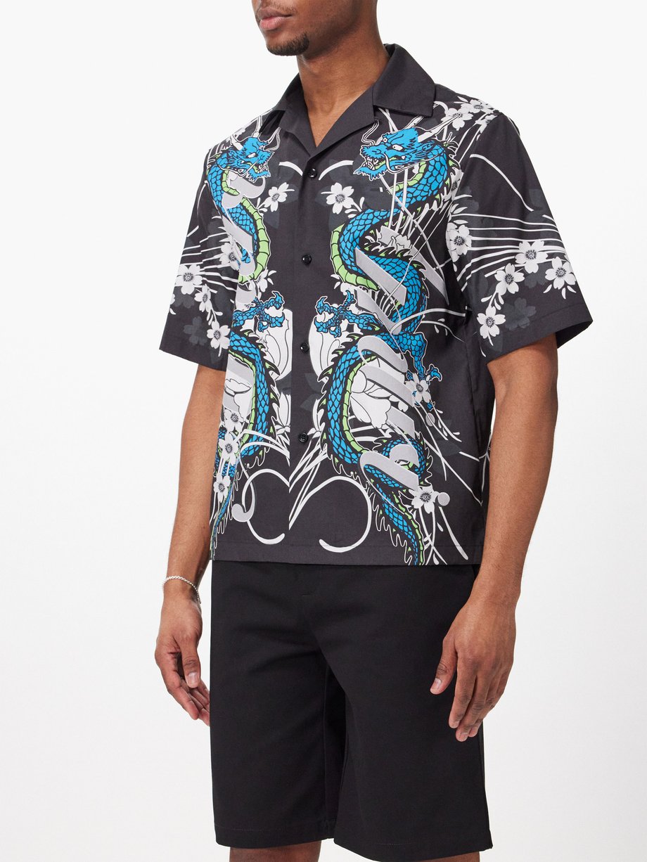 Amiri Dragon-print cotton short-sleeved shirt