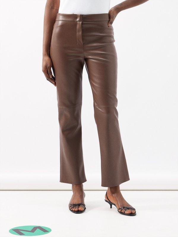 Sublime faux leather flared pants in brown - S Max Mara