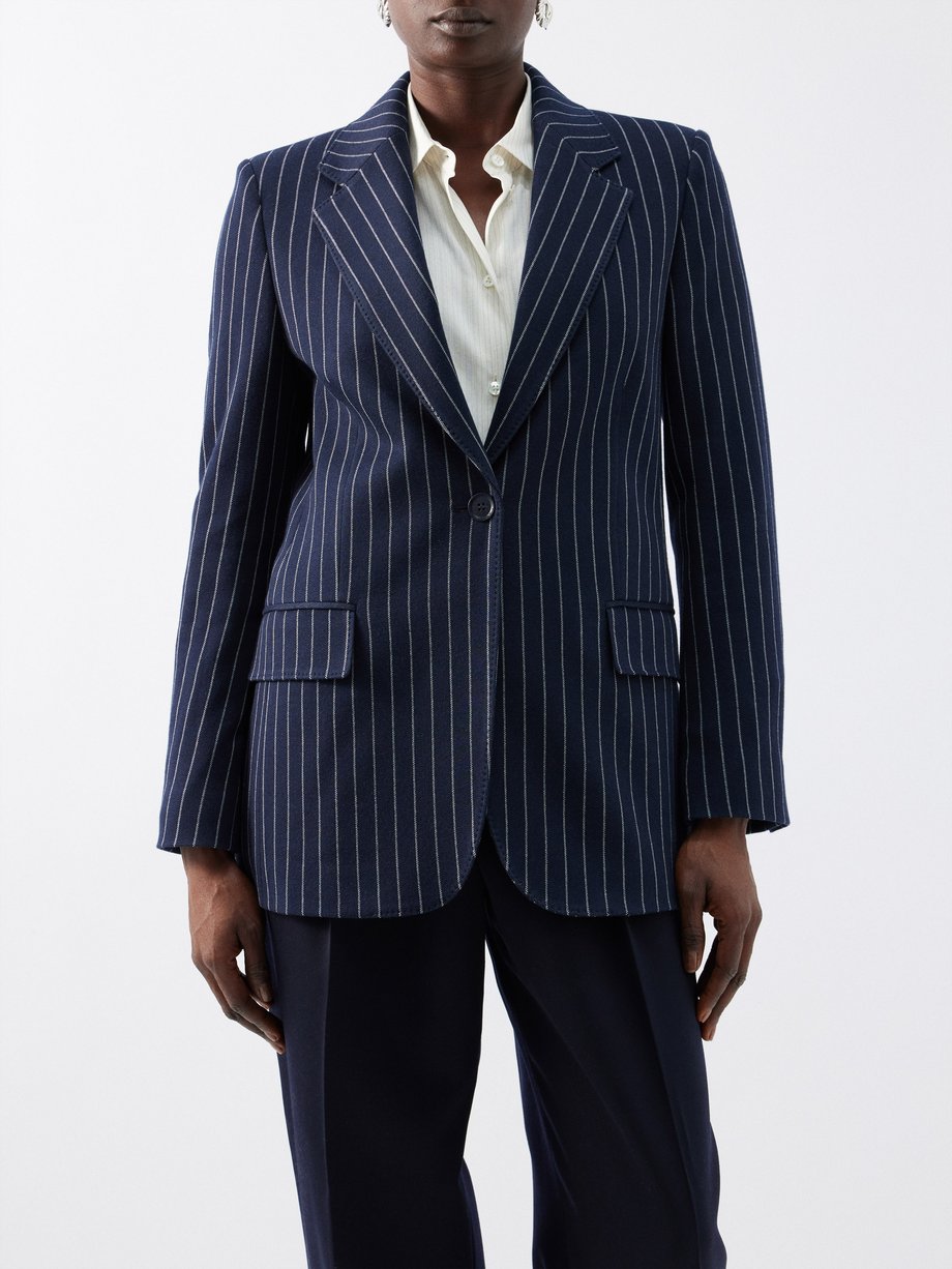 MAX MARA Size 8 Navy Pinstripe Wrapped Blazer Skirt Suit – Sui Generis  Designer Consignment