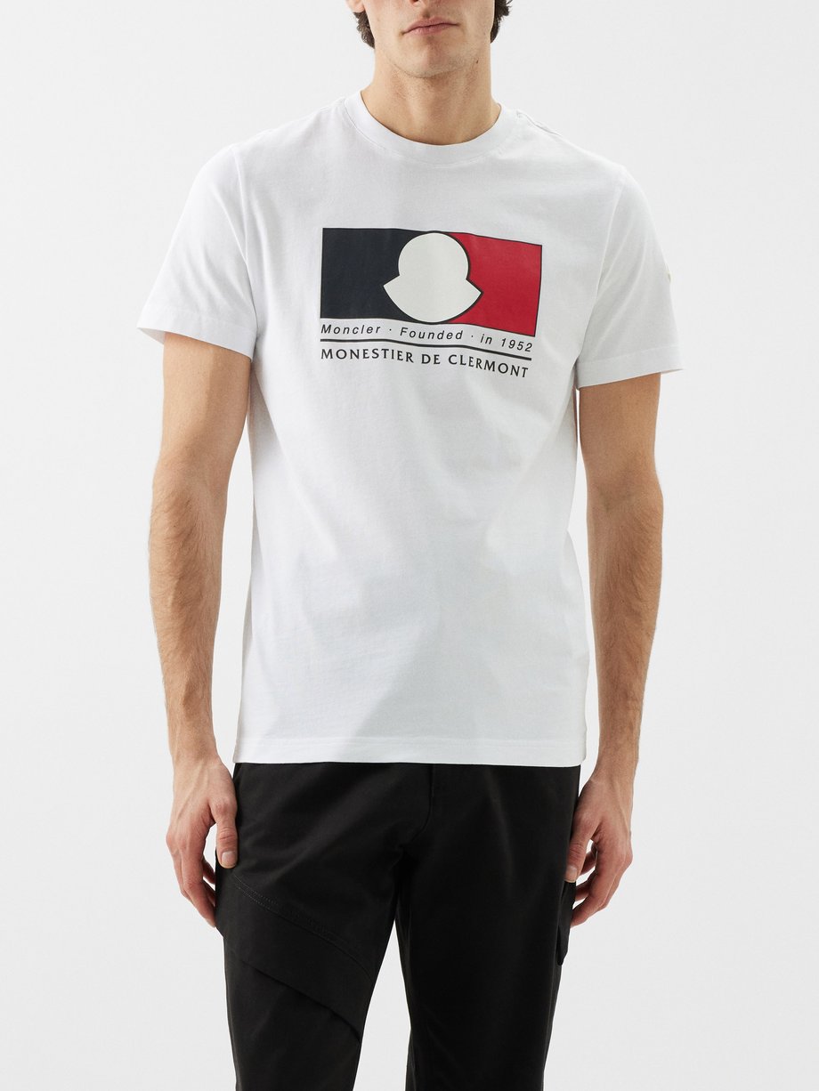 White Logo-print cotton-jersey T-shirt | Moncler | MATCHES UK