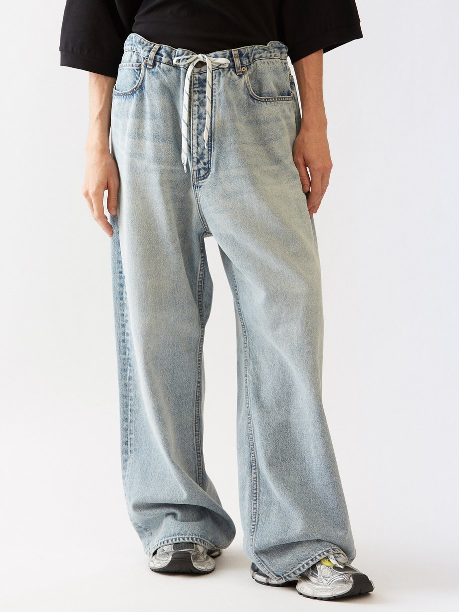 Blue Drawstring wide-leg jeans | Balenciaga | MATCHES UK