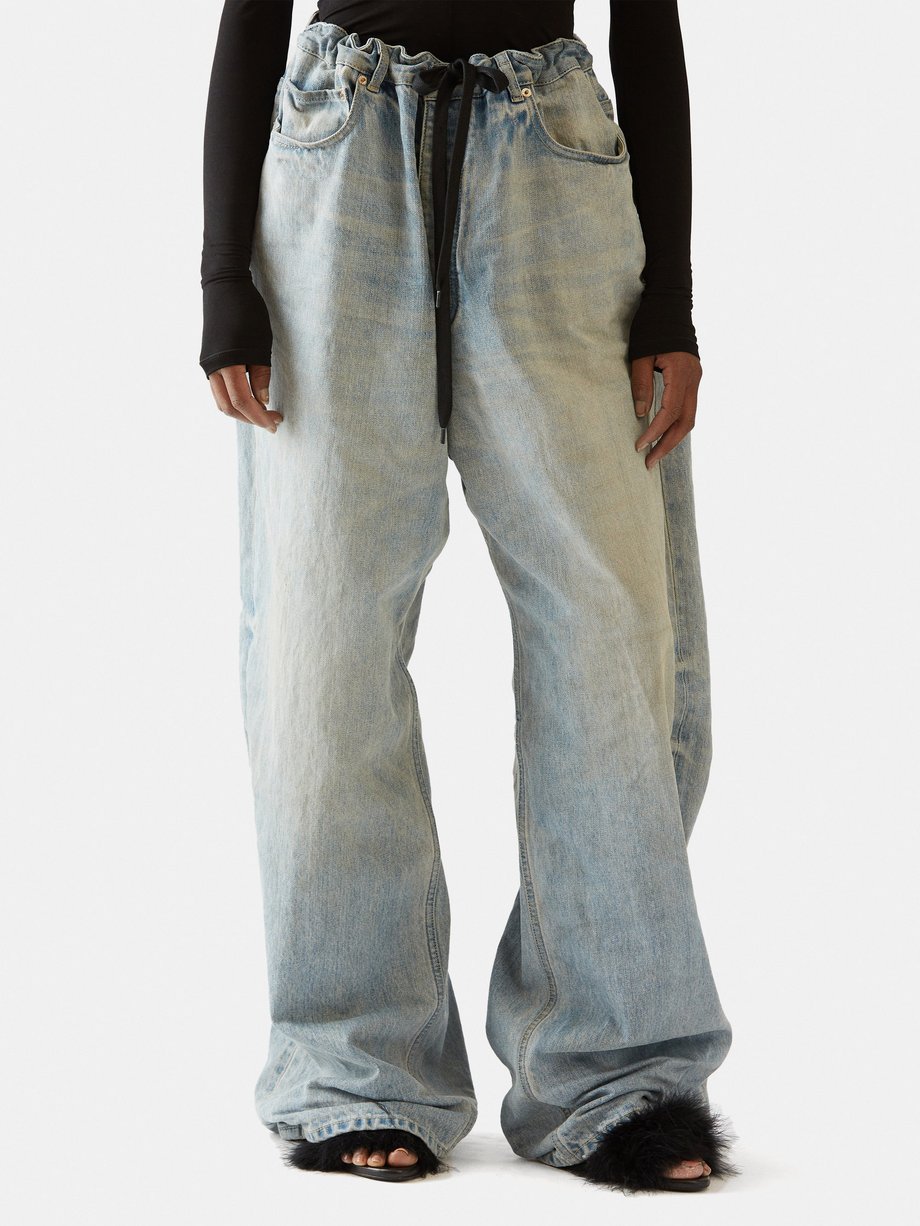 Blue Drawstring-waist wide-leg jeans | Balenciaga | MATCHES UK