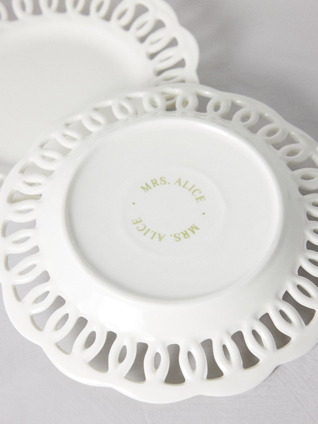 White Lace Dinner Plate– Mrs. Alice