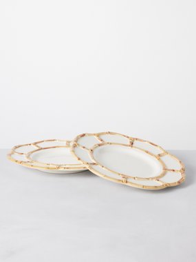 Mrs. Alice Set of two Bamboo porcelain dinner plates
