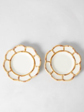 Mrs. Alice Set of two Bamboo porcelain starter plates