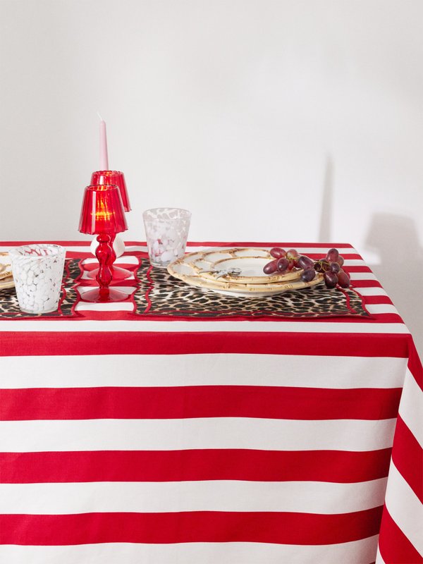 Mrs. Alice Inès striped 180cm x 304cm cotton-blend tablecloth
