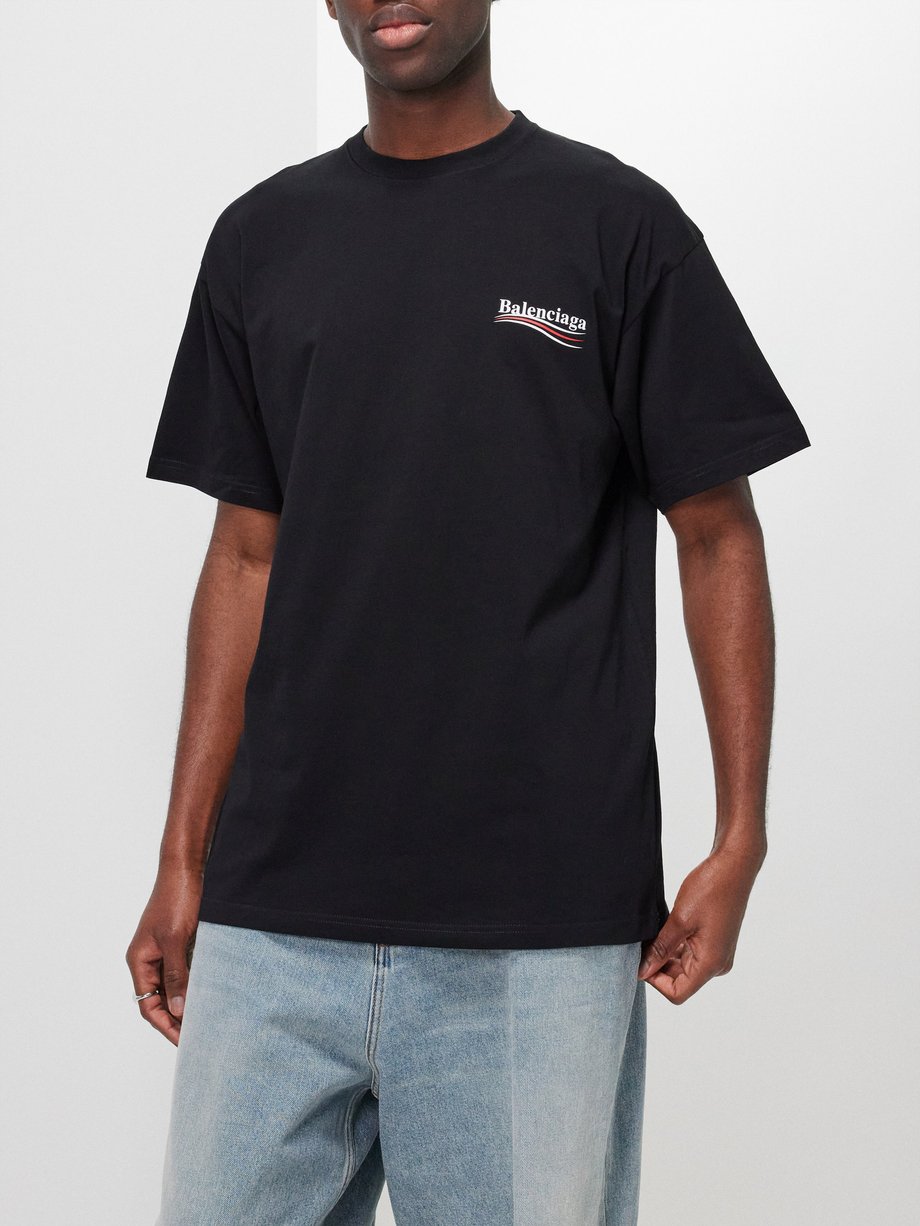 Black Logo-print cotton-jersey T-shirt | Balenciaga | MATCHES US