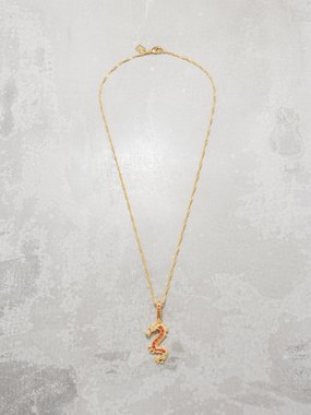 Crystal Haze Dragon cubic zirconia & 18kt gold-plated necklace