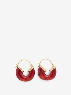 Anni Lu Petit Swell resin 18kt gold-plated hoop earrings
