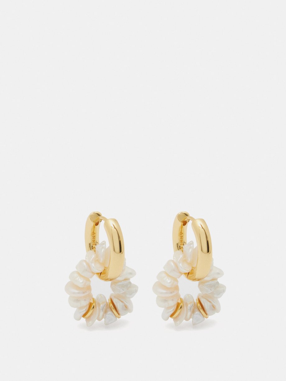 Anni Lu Pearl Power 18kt gold-plated hoop earrings