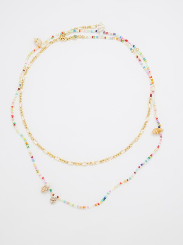 Anni Lu Fiesta beaded gold-plated necklace & belly chain