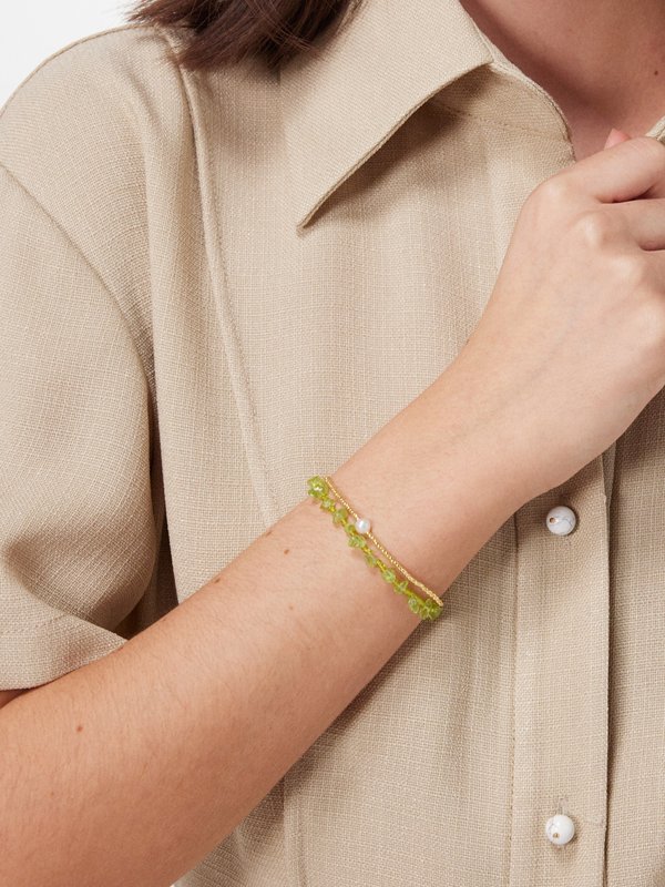 Anni Lu Jade 18kt gold-plated bracelet set
