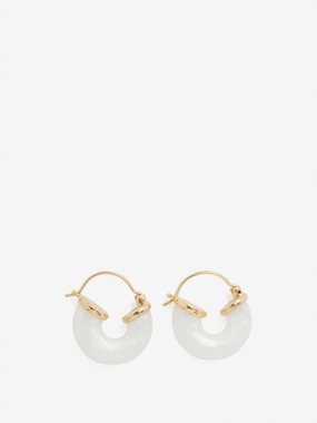 Anni Lu Petit Swell resin 18kt gold-plated hoop earrings