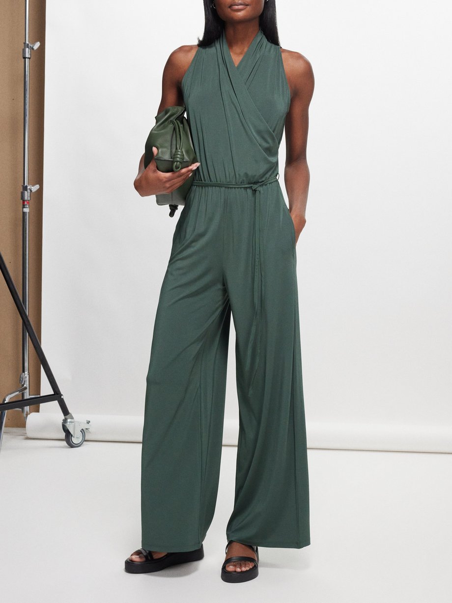 Belted cotton jumpsuit in green - Lemaire