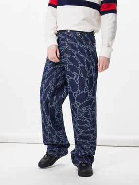 Gucci Wavy GG-print wide-leg jeans