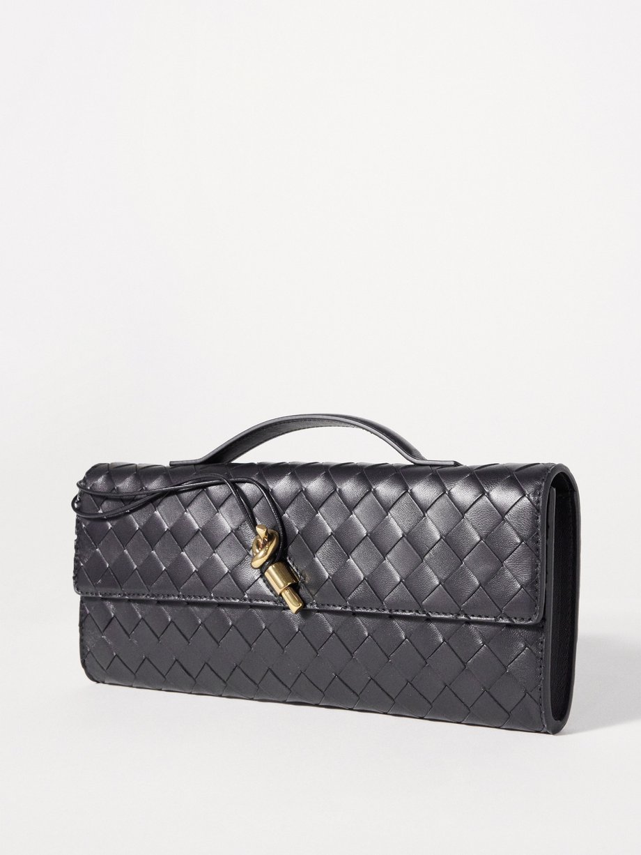 Black Andiamo Intrecciato-leather clutch bag | Bottega Veneta | MATCHES UK