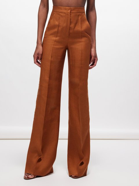 Brown Gale satin wide-leg trousers, Reformation