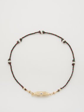 Marie Lichtenberg Evil Eye sapphire & 14kt gold locket necklace