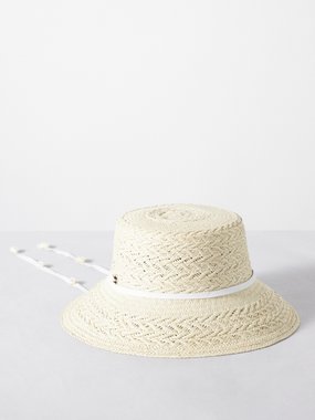 Sensi Studio Leather-trim straw hat