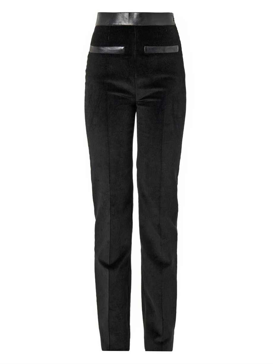 Black Leather-trimmed corduroy trousers | Atto | MATCHESFASHION UK