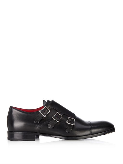 Leather triple monk-strap shoes | Alexander McQueen | MATCHESFASHION UK