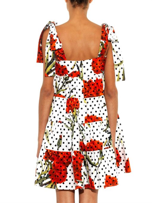 Carnation and polka-dot print dress | Dolce & Gabbana | MATCHESFASHION ...