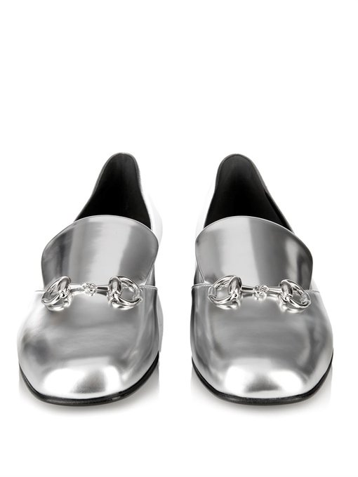 gucci silver horsebit loafers