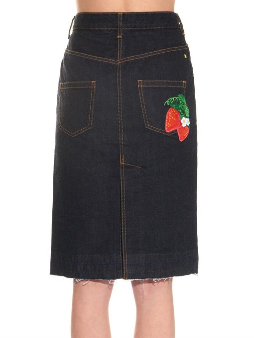 embroidered denim skirt