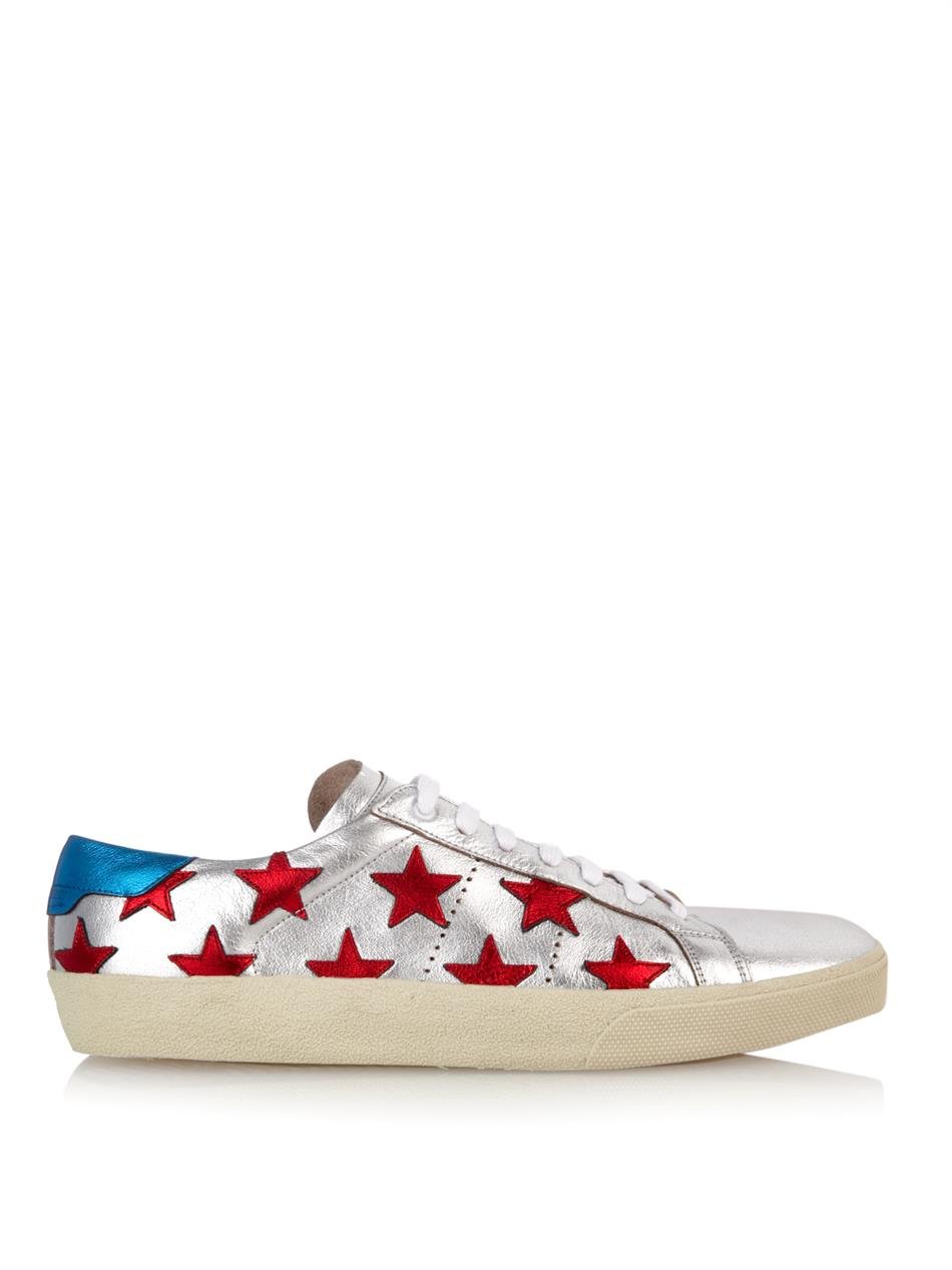 Star-embellished leather trainers 