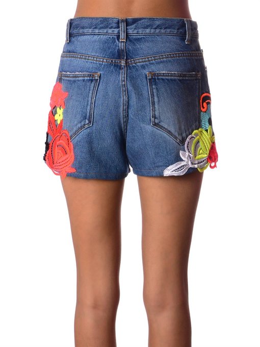 Lace Embroidered Denim Shorts Christopher Kane Matchesfashion Uk 