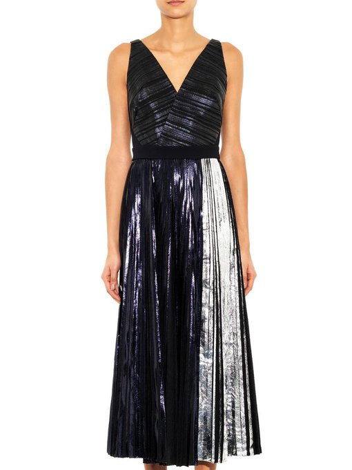 Bi-colour metallic pleated dress | Proenza Schouler | MATCHESFASHION US