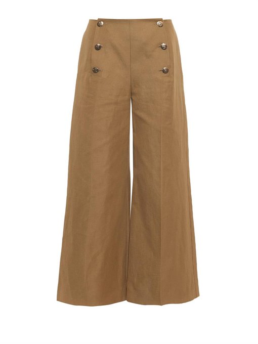 Sonia Rykiel Button-detail cropped wide-leg trousers