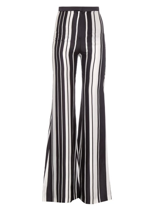 black and white striped wide leg trousers