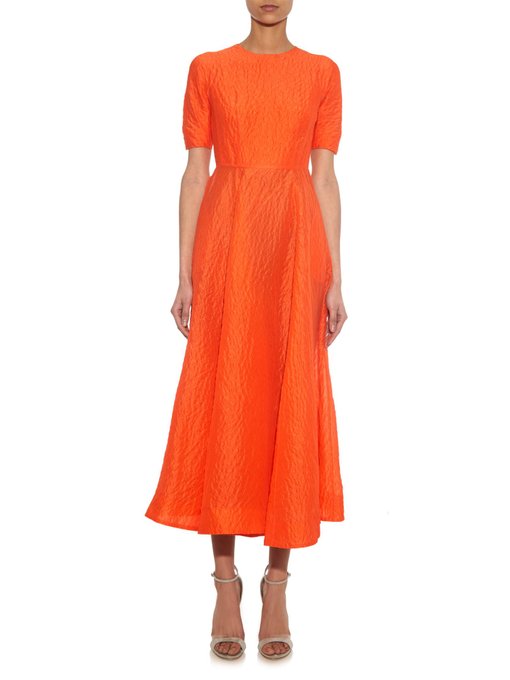 Clemence long-sleeved wave-jacquard silk midi dress | Emilia Wickstead ...