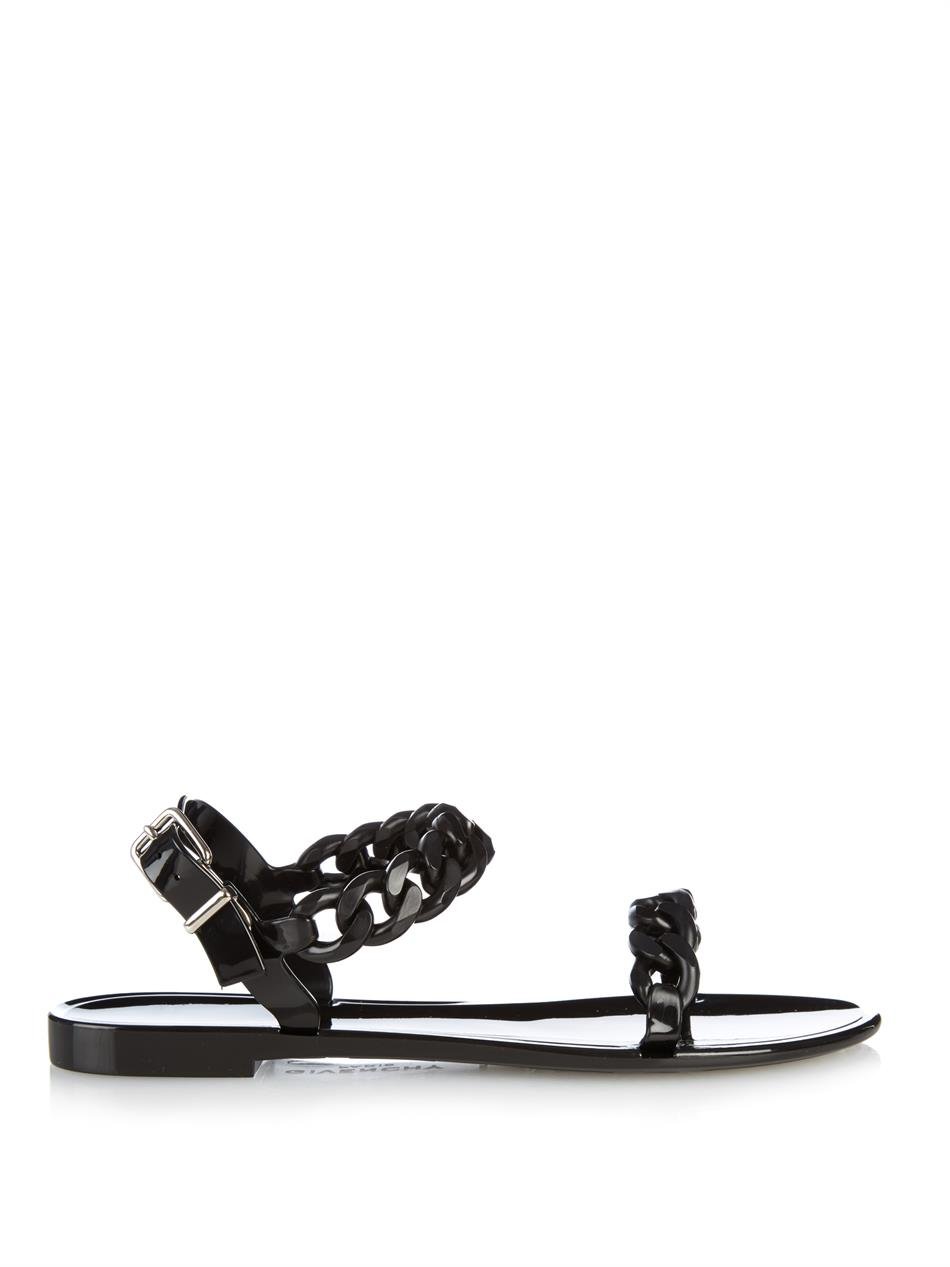 black chunky jelly sandals