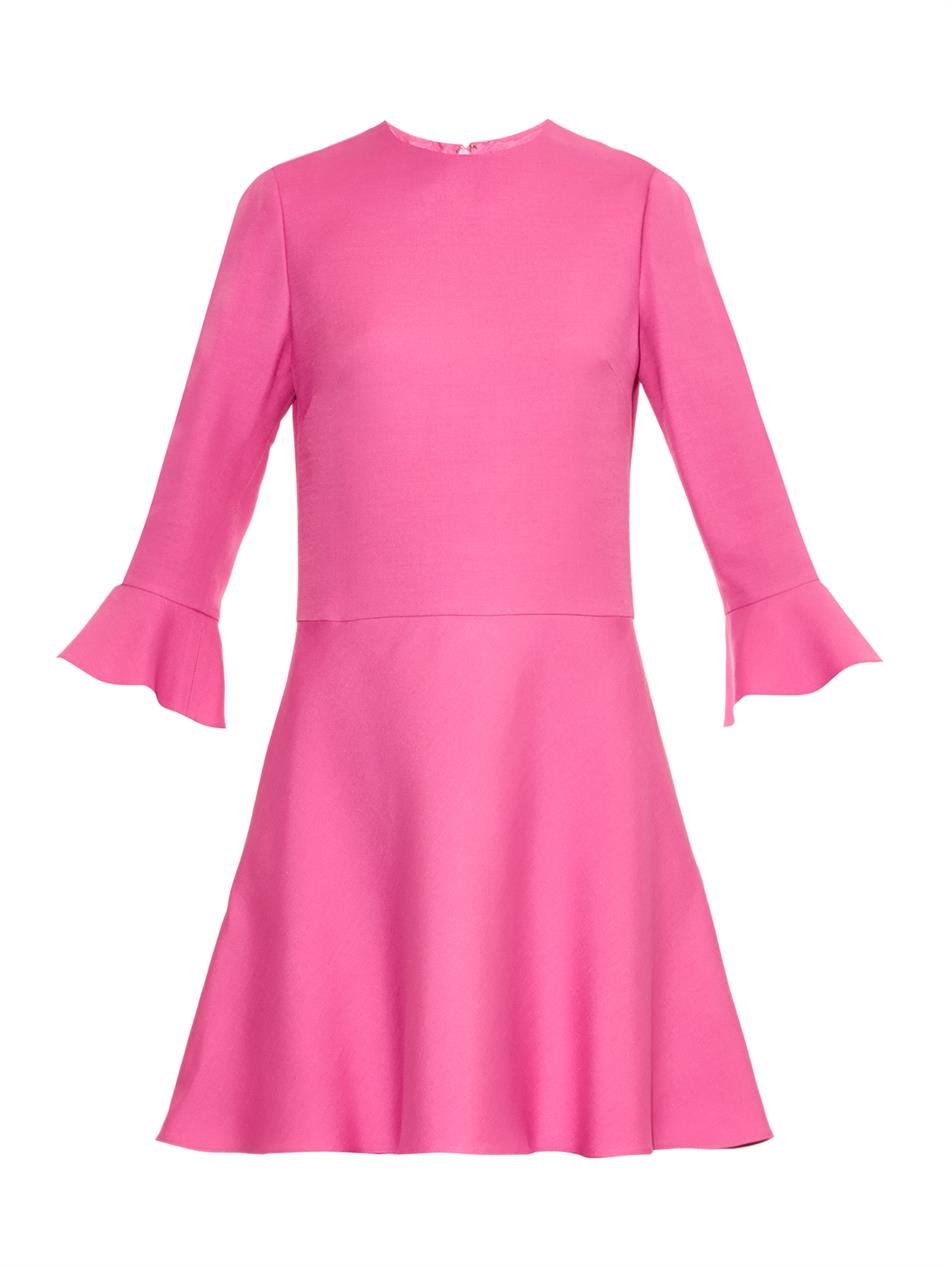 pink fluted sleeve dress