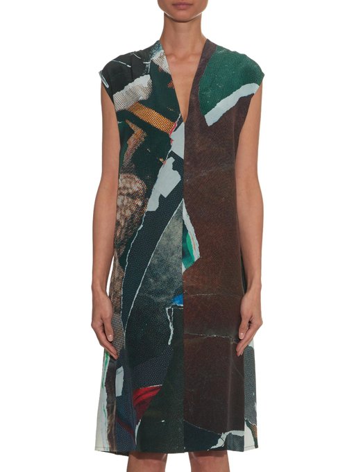 Multi-print drape-back dress | Maison Margiela | MATCHESFASHION.COM US