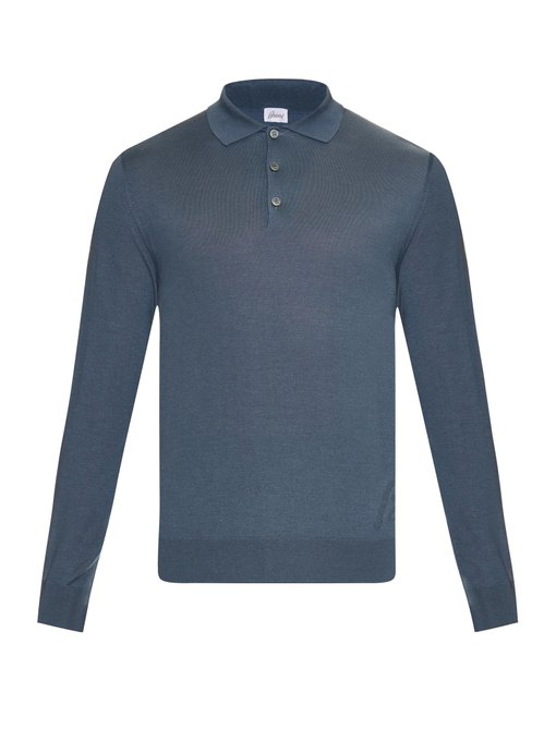 Brioni. Wool, silk and cashmere-blend polo shirt