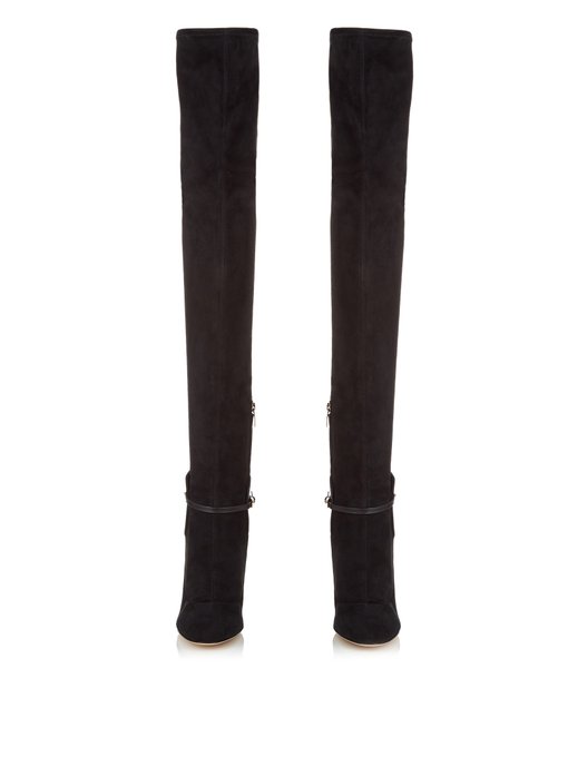 Stretch-suede over-the-knee boots 